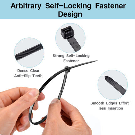 Cable ties black 800 pieces cable tie set | 3.6mm cable ties small 100/150/200/250/300mm cable ties UV-resistant black made of polyamide 6.6 wear-resistant 18 kg tensile strength