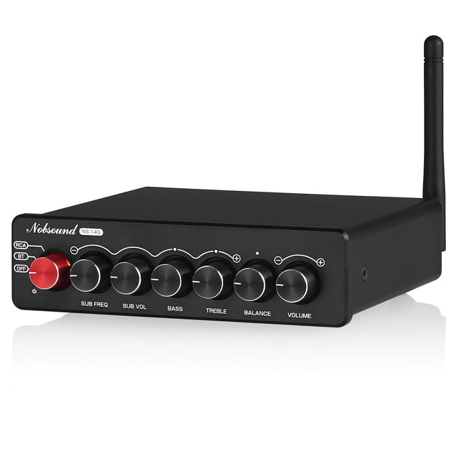 Nobsound NS-14G 2.1 võimendi, helivõimendi, Bluetooth 5.0 HiFi stereo 200W 2.1-kanaliga subwoofer-võimsusvõimendi kõrgete ja bassisageduste juhtimisega kodu- ja autokõlaritele