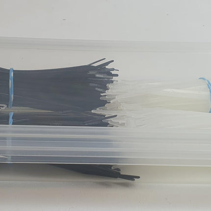Cable ties 100mm, 400 pieces, black - natural - including storage box | Premium quality from PC24 Shop &amp; Service