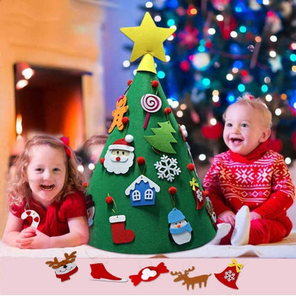 BAKAJI Christmas tree for children made of felt with 15 Christmas decorations + comet star Applicable size 70 x 50 cm Color green Decoration Christmas toy children's room