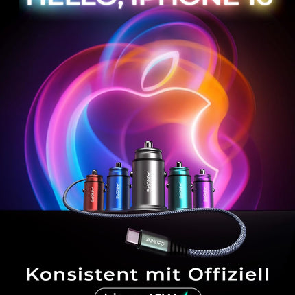 AINOPE 67,5 W sigaretisüütaja USB-C autolaadija QC3.0 PD45W kiire metallist autolaadija USB-C adapter autotarvikutele [USB-C-kaabliga] ühildub iPhone 16 15 14 Pro Max 13 iPadi ja Samsungiga