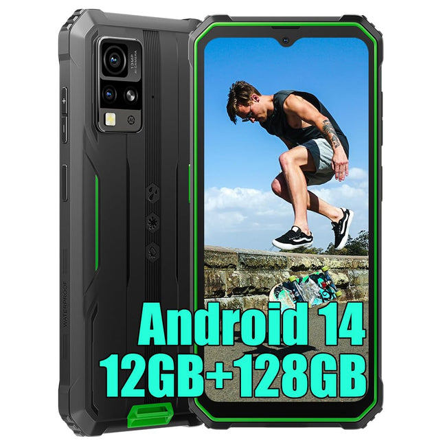 Blackview BV4800 Pro 12GB+128GB Outdoor Smartphone without Contract, 6.56" HD+ Outdoor Smartphone Android 14, 13MP+5MP, 5180mAh Battery, IP68 Waterproof Mobile Phone, Dual 4G LTE, NFC, OTG, GPS, FM, Green