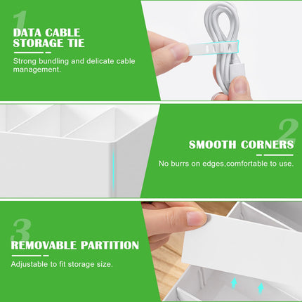 VZXZXE 2 pieces cable organizer box plastic 26 * 18 * 5.5cm charging cable organizer cable storage box cable organizer box organizer box with cable ties transparent