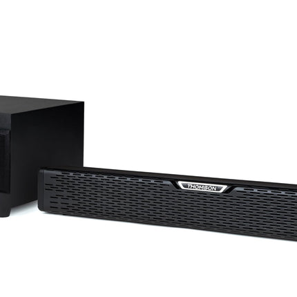 Thomson SB60BTS heliriba – 120 W koguvõimsus – Juhtmevaba Bluetooth 5.0 – Subwoofer kaasas – Seinale paigaldatav – Optiline ja AUX sisend – Kaugjuhtimispult – Kompaktne disain