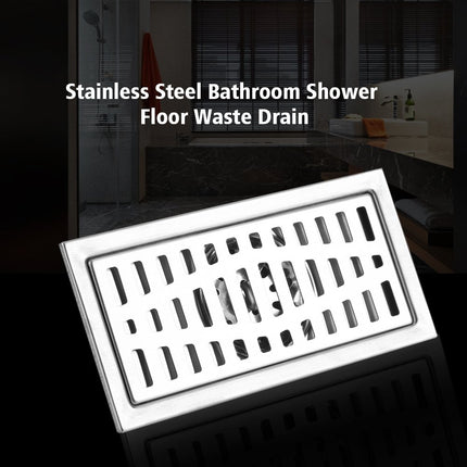 Stainless steel rectangular floor drain 20 x 10 cm bathroom shower drain protector, kitchen waste grate with removable filter