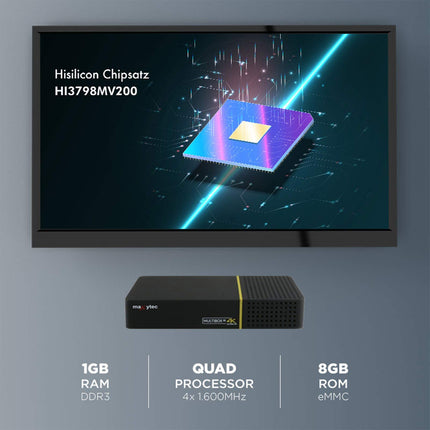 Maxytec Multibox SE 4K UHD 2160p E2 Linux WiFi DVB-S2/C Combo Receiver Black (✓ WLAN ✓ HDMI 2.0 ✓ USB 2.0 &amp; USB 3.0 ✓ 100Mbit LAN ✓ S/PDIF ✓ MicroSD)