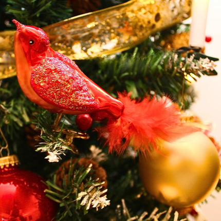 Dekohelden24 Bird Fantasy Set with Clip, Lilac - Christmas Tree Decoration, Glass, Set of 3, Christmas Decorations