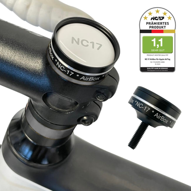 NC-17 Connect AirBox A-peakomplekti kinnitus | Jalgrattahoidik vargusvastase kaitsega Apple AirTagile | Ainult A-peakomplektiga jalgratastele | Lasergraveeringuga