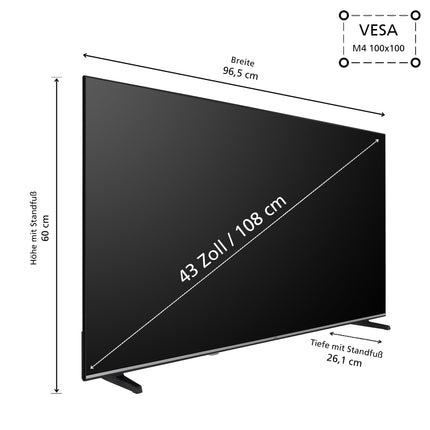 JVC 43-tolline nutiteler VIDAA LT-43VDF5455 - Full HD-teler, HDR-teler integreeritud kolmekordse tuuneriga, LED-teler must