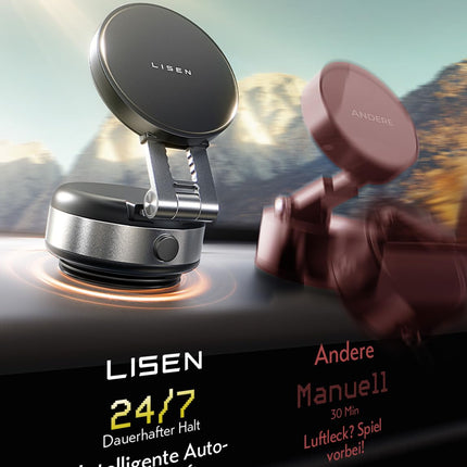 LISEN for Magsafe Car Mount with Electric Suction Cup - [78+LBS Ultra Suction Power] [Automatic Adsorption] 2025 Foldable Cell Phone Holder Car Vacuum for iPhone 16 15 Pro Max, Black
