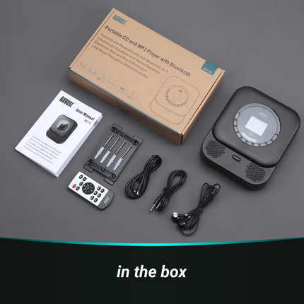 August SE15 kaasaskantav Bluetooth 5.3 CD-mängija kõlariga, 3,5 mm audio sisend/väljund, laetav CD-mängija USB/ekvalaiseri/vahelejätmise kaitse/kordusrežiimi/seinale kinnitatava/kõrvaklappide ja kaugjuhtimispuldiga