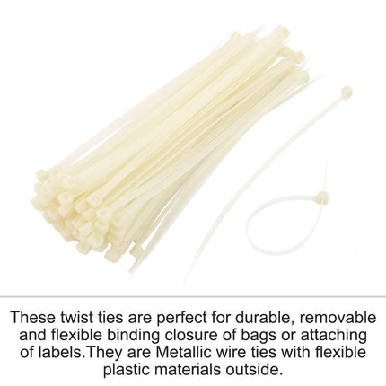 sourcing map 100pcs Cable Ties Plastic Self-Locking Reusable Cable Ties 198 x 5mm Beige de