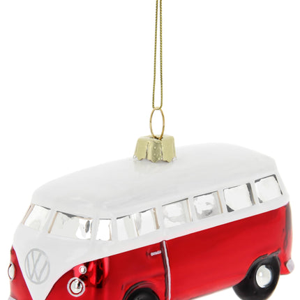 BRISA VW kollektsioon - Volkswagen T1 Bulli bussi jõulukaunistused ja -kaunistused klaasist kinkekarbis (skaala 1:40, punane)