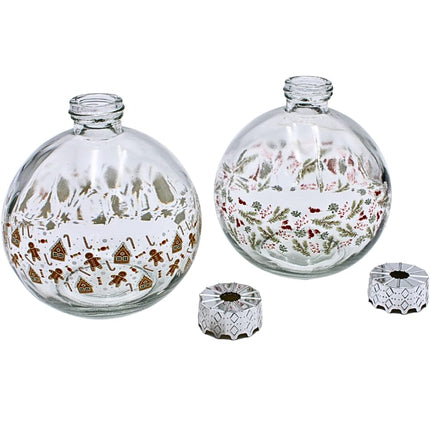 Drinking glass Christmas ball made of glass with straw as a set of 2, transparent with Christmas decoration, L/W/H 10 x 10 x 20 cm, capacity 220 ml