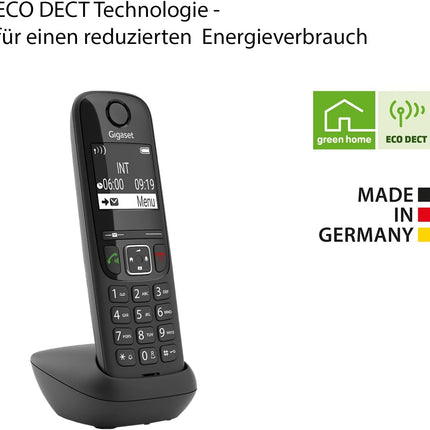 Gigaset AS690HX - DECT-telefonitoru laadimisalusega - Fritzboxiga ühilduv - kvaliteetne juhtmeta telefon ruuteritele ja DECT-baasjaamadele - suure kontrastsusega ekraan, must [saksakeelne versioon] [ilma baasjaamata]