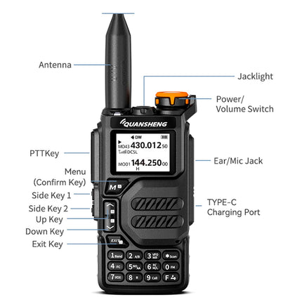HYS Quansheng UV-K5 VHF UHF 5W raadiosaatja laadija laetavate akude kahesuunaline raadio