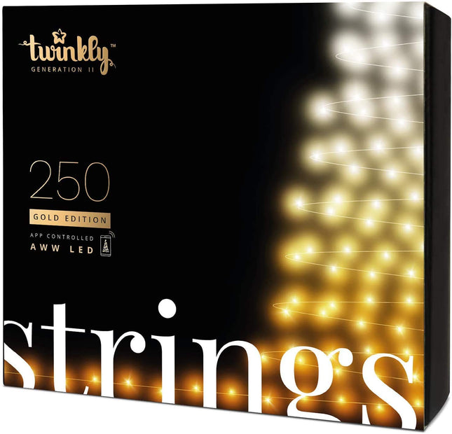 Twinkly Strings 250 valget LED-ketast, LED-ketivalgustid õue ja siseruumidesse, LED-tuled soojast külmani, ühildub Alexa ja Google Home'iga, IP44, rakenduse juhtimine, must kaabel, 20m