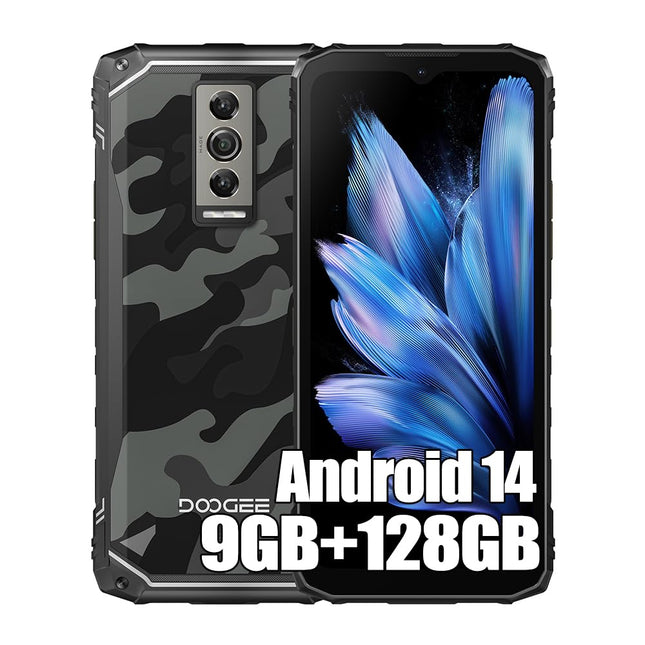 DOOGEE Blade 10 Smartphone without a contract (2024), 9GB + 128GB, 5150mAh battery, 11mm thin, unlocked smartphone, rugged 4G, 16MP camera + 8MP outdoor phone, Android 14, 6.56 inches, NFC, Black