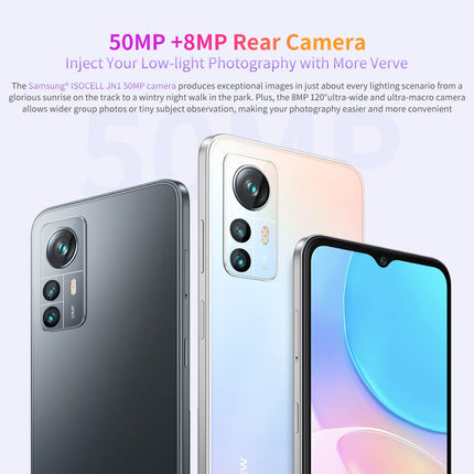 Blackview A85 lukustamata mobiiltelefon, 50MP + 8MP kaamera, 8GB + 128GB, 6,5" HD+ 90Hz, 18W kiirlaadimine, kahe SIM-kaardiga Android 12 nutitelefon, 3 kaardipesa (2 SIM-kaarti + 1 TF-kaart), sõrmejäljelugeja, GPS, NFC, must
