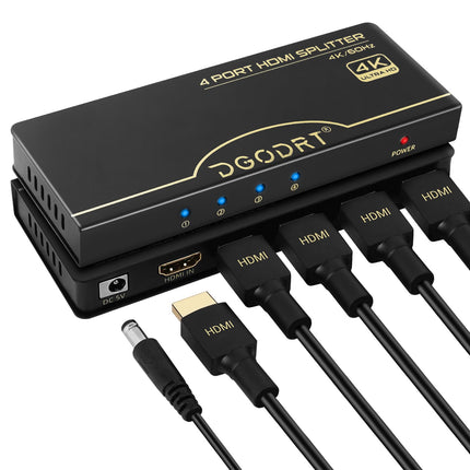 HDMI jaotur 4K 60Hz, 1 sisend 4 väljundit audio-video HDMI jaotur, tugi 4K@60Hz, 3D, 1080P, HDCP, PS5 Xbox HDTV BLU-Ray DVD jaoks