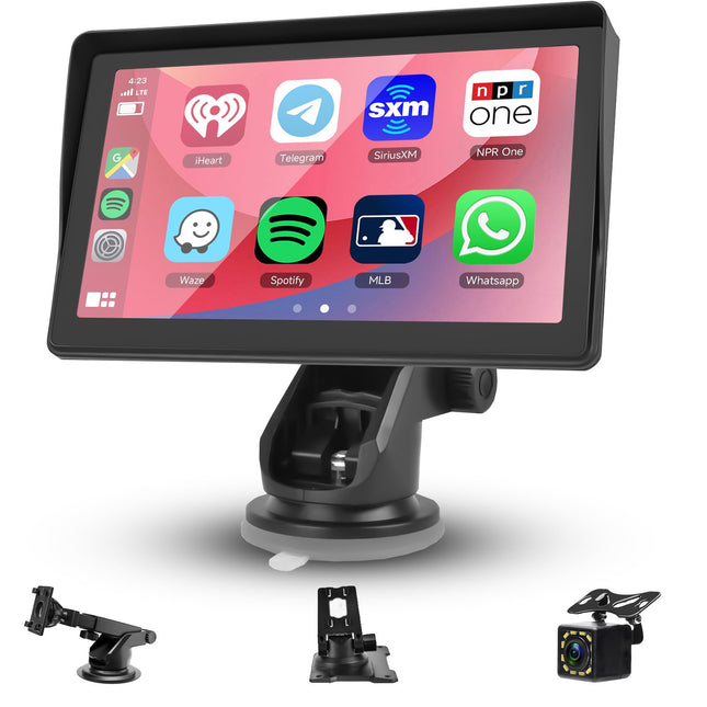 Hodozzy Display Wireless Carplay &amp; Wireless Android Auto, 7 inch HD Touchscreen Portable Car Radio Digital Media Receiver, Bluetooth Handsfree, Mirror Link, USB/SD, Audio