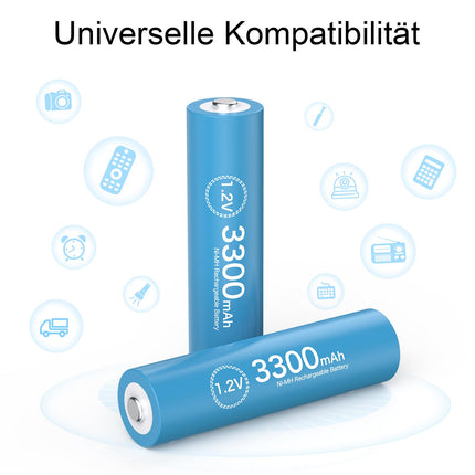 GRbatty AA Rechargeable Battery NI-MH, 3300mAh Long-lasting, 1.2V 1200 Cycles Rechargeable AA Batteries - and business devices - 16 pieces for household