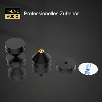 Pack of 8 speaker spikes set, speaker stands HiFi speaker audio amplifier DAC CD isolation stand cone feet shockproof base pad speaker feet made of aluminum alloy spikes (black)