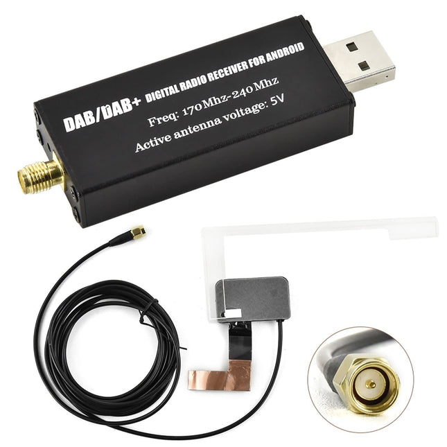 Hikity DAB+ adapter, antennituuner autoraadio digitaalse vastuvõtja jaoks, väline DAB-boksi adapter, tuuner, ühilduv heliülekanne, USB 2.0 dongel Androidi autoraadiole, 1 DIN, 2 DIN