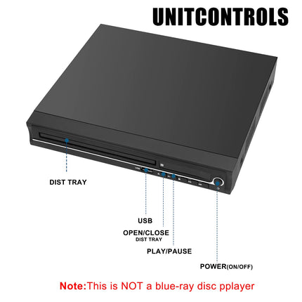 VATI DVD Player for TV, Region-Free HDMI DVD Player for Smart TV, Supports 1080P Full HD with HDMI Cable, Remote Control, USB Input