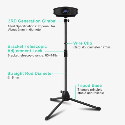 WinHub Projector Stand Projector Tripod Height Adjustable from 72 to 150cm Stand Portable Lightweight Projector Stand for Projector, Camera