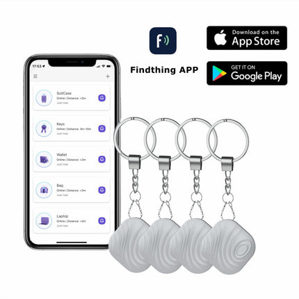 Nutale Findthing võtmeleidja hall 4 tk - leia võtmed rakenduse Bluetooth, iOS-i ja Androidi kogukonna otsingufunktsiooniga, esemete jälgimise tugi, rahakoti jälgija, hea idee kadunud esemete jaoks