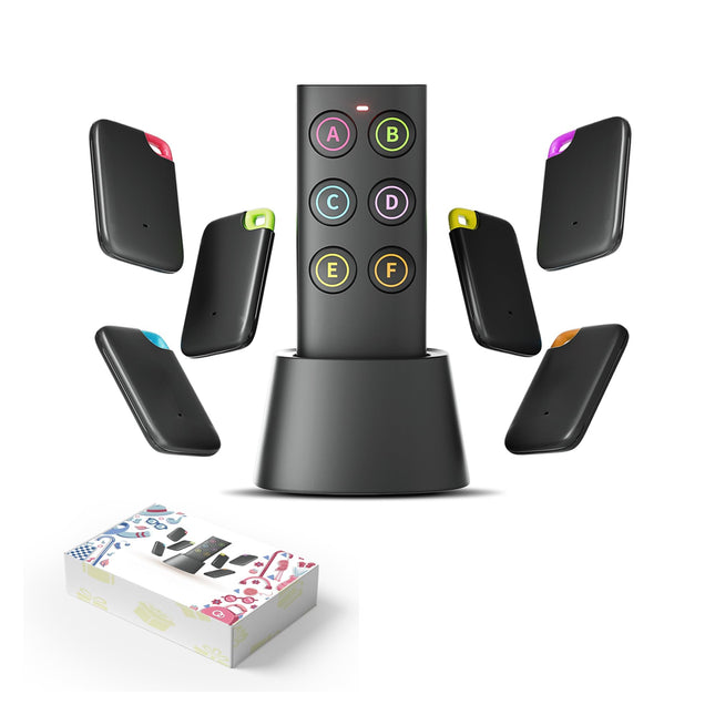 Vodeson Key Finder - Easy-to-use anti-lost device with 6 color-coded receivers and RF transmitter remote control, key finder locator with sound - gift design for mom and dad
