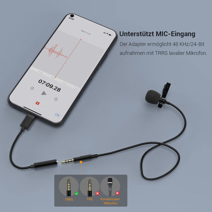 Cubilux USB C kõrvaklapiadapter 192 kHz/24-bitise DAC-iga, ühildub Samsung S25/S24/S23/S22 Ultra, Tab S10/S9/S8/S7/S6, iPhone 16/15, iPad Pro 13/12.9/11, iPad Air 13/5th/4th, Pixel 9/8/7/6 Pro-ga