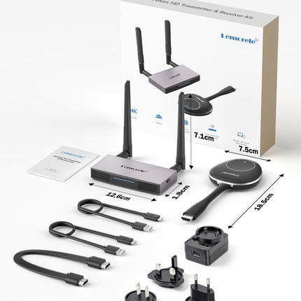 Wireless HDMI Transmitter and Receiver Supports 8 TXS to 1 RX for Business and Home,Lemorele FHD Plug &amp; Play HDMI wireless transmission for streaming video audio from laptop/TV box to HDTV, monitor