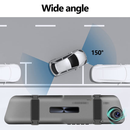 CAMECHO peegliga autokaamera tahavaatekaameraga 4,5-tolline ekraan Full HD 1080P, topeltkaamera autole, peegel auto eest ja tagant, super öine nägemine DVR-silmussalvestusega