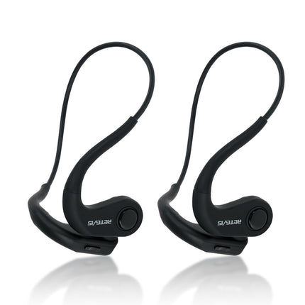 Retevis RB689/RB637 Walkie Talkie Bluetooth Bone Conduction Headset, IP56 Waterproof Bluetooth Wireless Headphones with Type-C Connector for Warehouse, Logistics, Contractors (Black, 2 Pack)