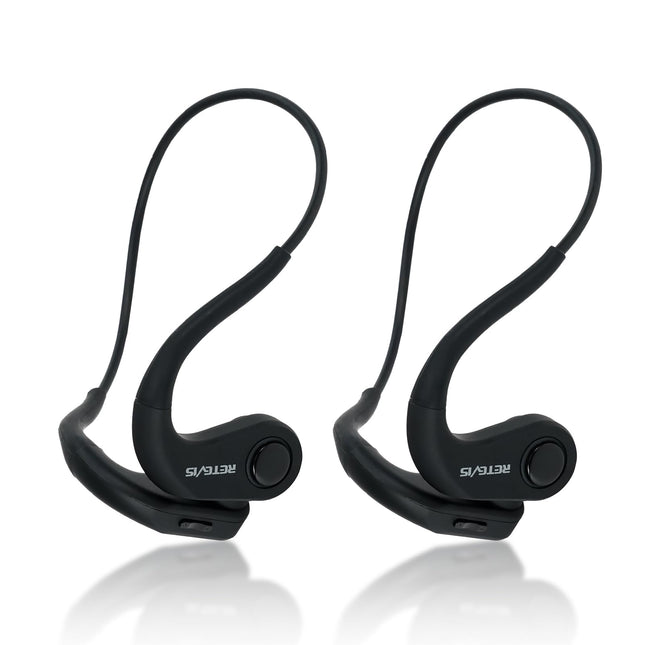 Retevis RB689/RB637 raadiosaatja Bluetooth luujuhtivusega peakomplekt, IP56 veekindlad Bluetooth-juhtmevabad kõrvaklapid C-tüüpi pistikuga ladudele, logistikale, töövõtjatele (must, 2 tk)