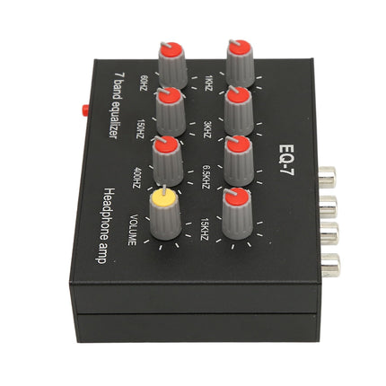 7-band car audio graphic equalizer, 3.5mm input interface Supports 4-pin plug, 5x gain, dual channel sound, 7-band sound equalizer