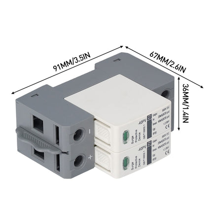 PV Surge Protector DIN Rail DC 500V 20-40KA 2P Lightning Protection Voltage Protection Arrester Protection T2 Surge Arrester for Photovoltaic Solar and Power Supply