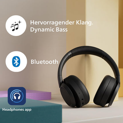 PHILIPS TAH6509BK/00 mürasummutavad kõrvapealsed juhtmevabad Bluetooth-kõrvaklapid - suurepärane kõnekvaliteet, ühildub häälassistentidega ja kuni 45 tundi muusikaesitusaega - mustad
