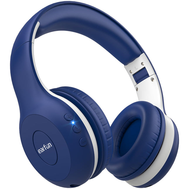 EarFun Bluetooth kõrvaklapid lastele, 85/94dB helitugevuse reguleerimine, HiFi heli, HD mikrofon, 40 tundi aku kestvust, kokkupandavad, reguleeritavad, juhtmevabad Bluetooth kõrvaklapid lastele kooli/reisimiseks, sinised