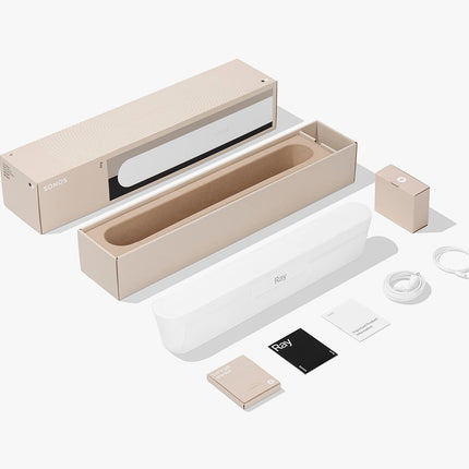 Sonos Ray Soundbar – Ainulaadselt kompaktne kõik-ühes heliriba tipptasemel heliga filmide, mängude ja WiFi-muusika voogesituse jaoks – Ühildub rakenduse ja Apple AirPlayga – Valges värvitoonis