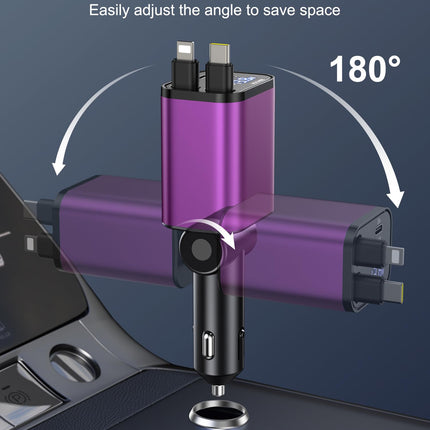 Gritin 4-ühes USB C sigaretisüütaja, 69W autolaadija adapter pingenäidiku ja adaptiivse laadimistehnoloogiaga, USB kiirlaadija iPhone 16/15/14/iPad/Galaxy/Android jne jaoks - lilla