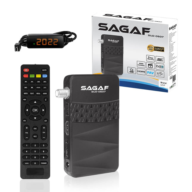 LEYF &amp; Sagaf SUD-0507 mini-satelliidi vastuvõtja DVB-S2 /ARD ja ZDF SD väljalülitusega/Full HD 1080p digitaalne vastuvõtja (HDTV, USB)