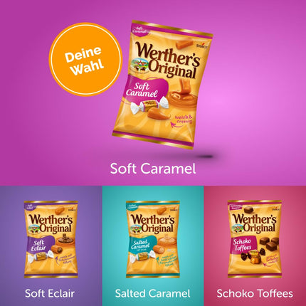 Werther's Original Soft Caramel – 12 x 180g – Soft cream toffees with a delicious caramel flavor