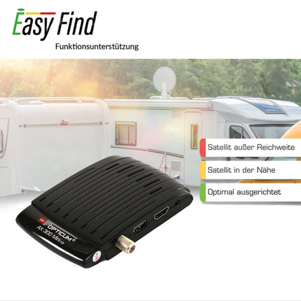 RED OPTICUM AX 300 mini satelliitvastuvõtja - digitaalne satelliidivastuvõtja HD - väline IR-andur LED-ekraaniga - HDMI - USB - 12V toiteallikas, ideaalne telkimiseks