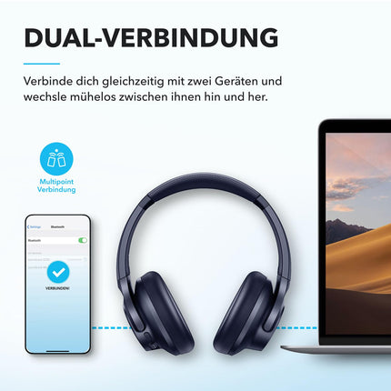 Soundcore by Anker Q20i juhtmevabad Bluetooth-kõrvaklapid hübriidse aktiivse mürasummutusega, 40-tunnine mänguaeg ANC-režiimis, kõrglahutusega heli, sügav bass, kohandamine rakenduse kaudu (sinine)