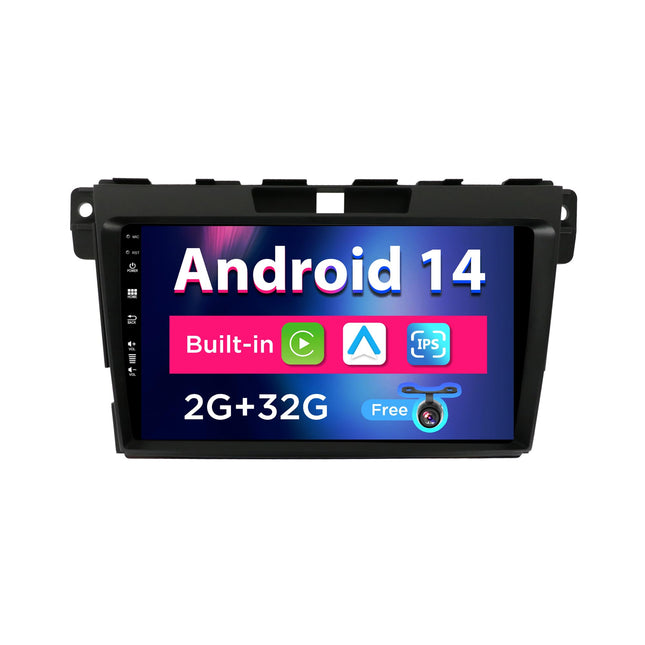 SXAUTO Android 14 IPS 9-tolline autoraadio Mazda CX-7 (2008-2015) jaoks - sisseehitatud CarPlay/Android Auto/DSP - TASUTA tahavaatekaamera - 2G+32G - roolil juhtimine DAB kiire käivitusega WiFi Google - 2 DIN