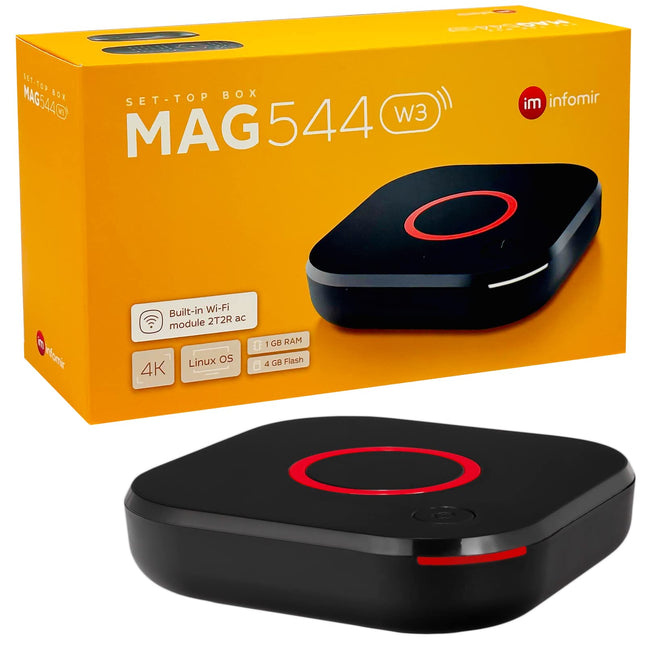 MAG 544w3 originaal Infomir &amp; hb-digital 4K digiboks multimeediamängija interneti-TV vastuvõtja UHD 60FPS 2160p@60 FPS HDMI 2.1 4K ja HEVC tugi USB3.0 4X ARM Cortex-A35 + HDMI kaabel