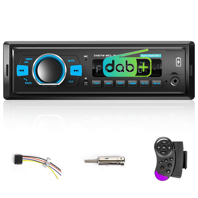 Hodozzy DAB+/DAB autoraadio 1 DIN Bluetooth 5.0, 2xUSB/SD/EQ/Aux-sisend, roolil juhtimine, käed-vabad süsteem, MP3-mängija, 25W*4